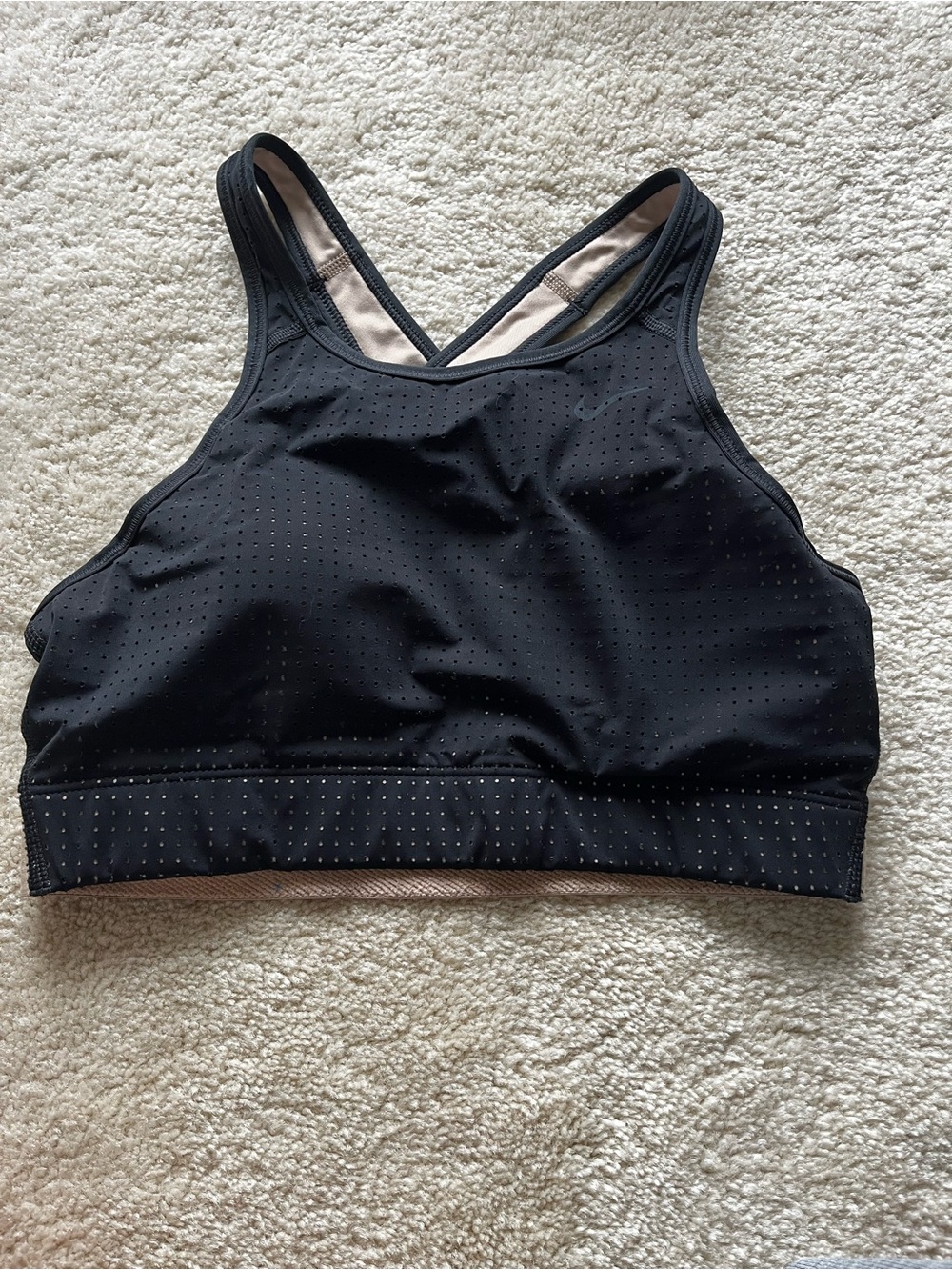 Nike Black Perforated High-Support Sports Bra with Crossback